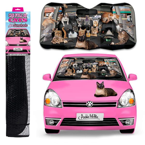 Archie McPhee Auto Sunshade, Car Full Of Cats